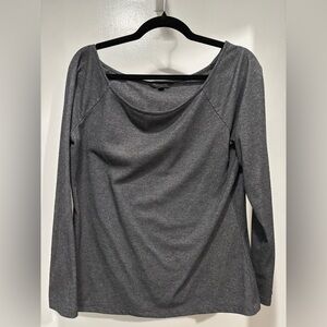 Banana Republic Long Sleeve Scoop Neck Top - Charcoal Gray
